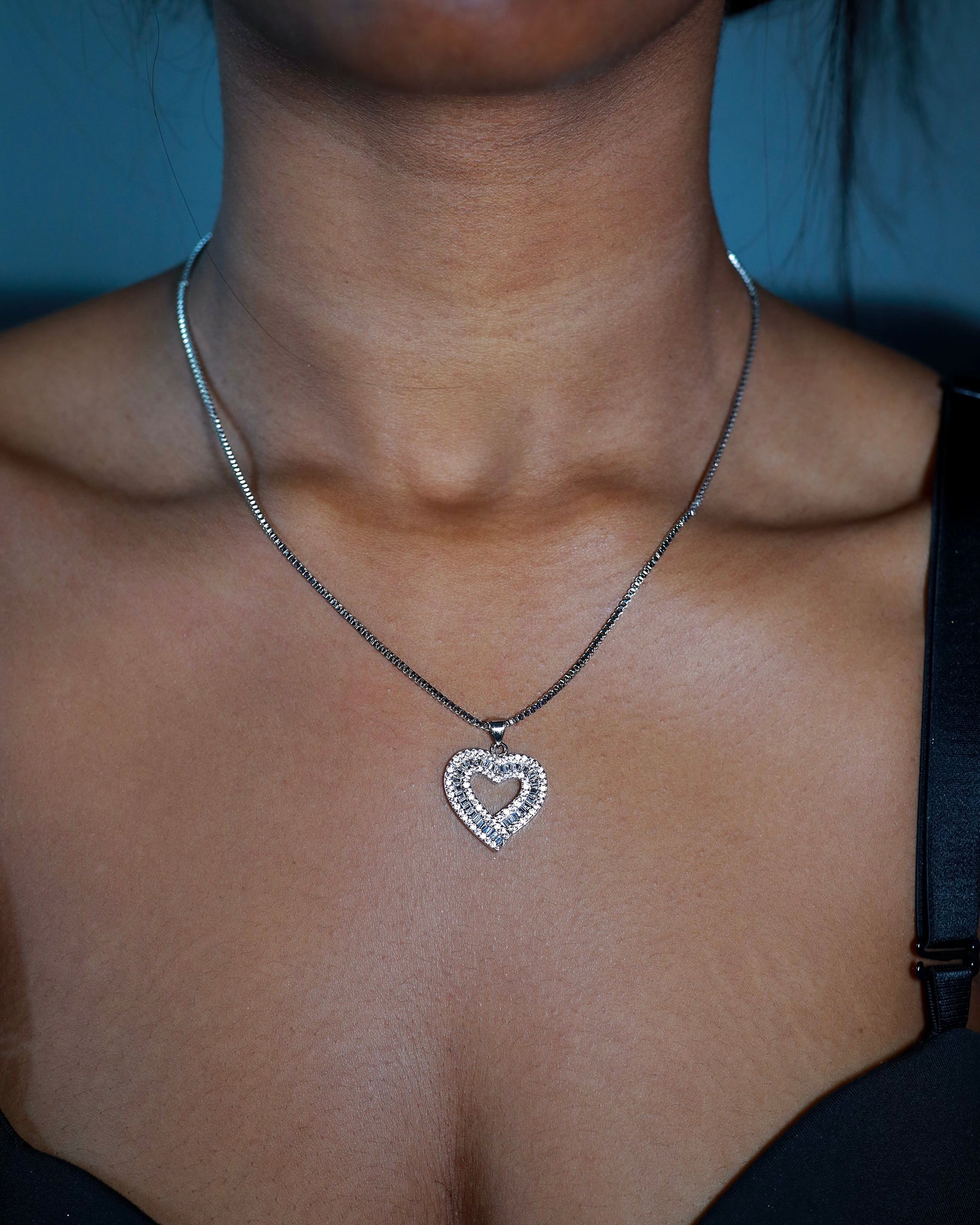 Iced Out Cursive Heart Necklace