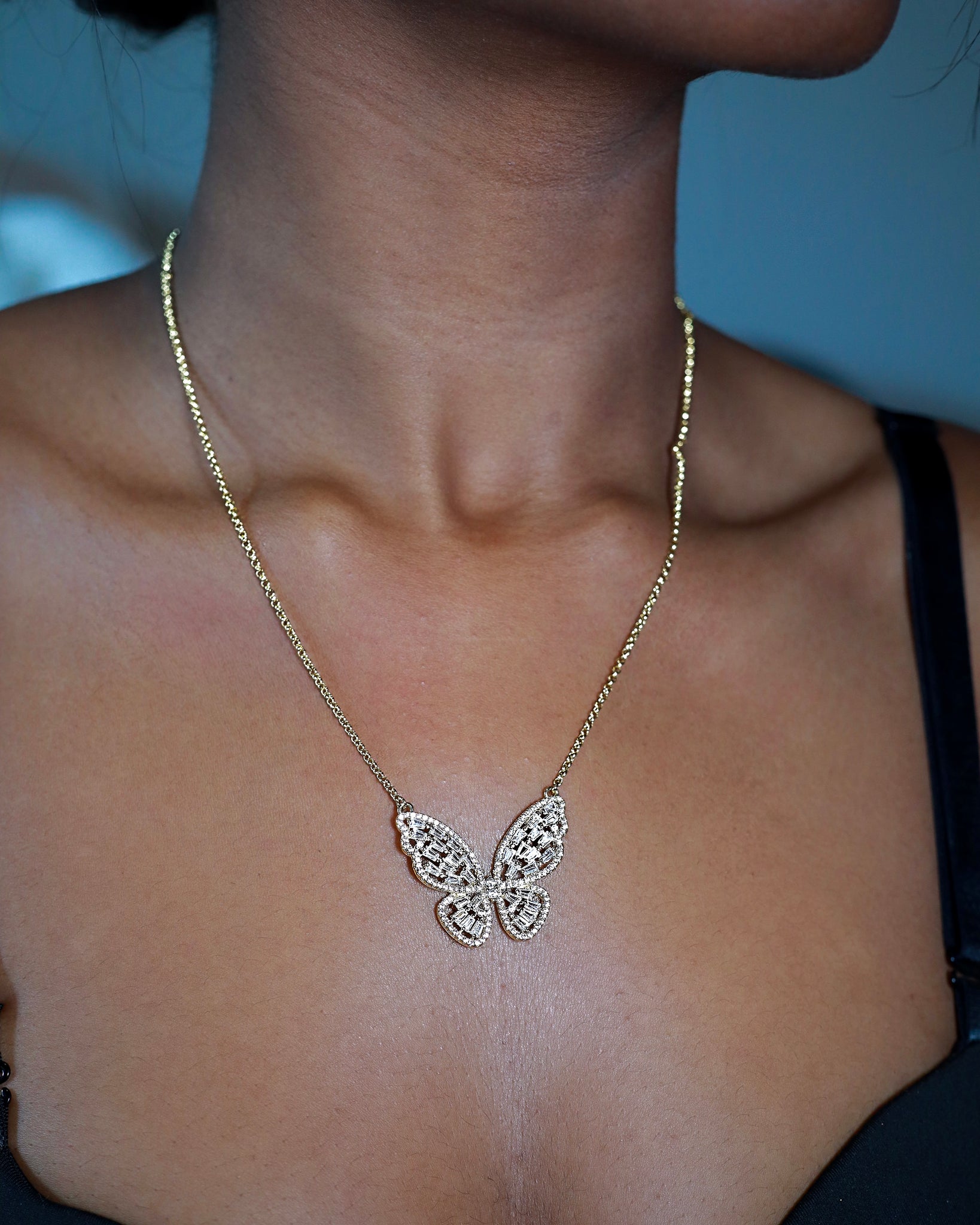 Fully Paved Butterfly Necklace