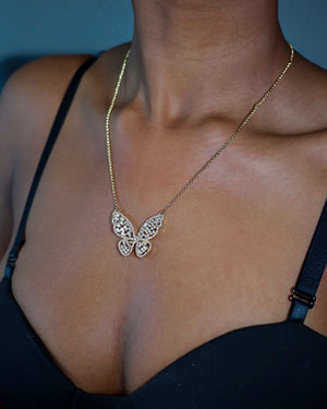 Fully Paved Butterfly Necklace