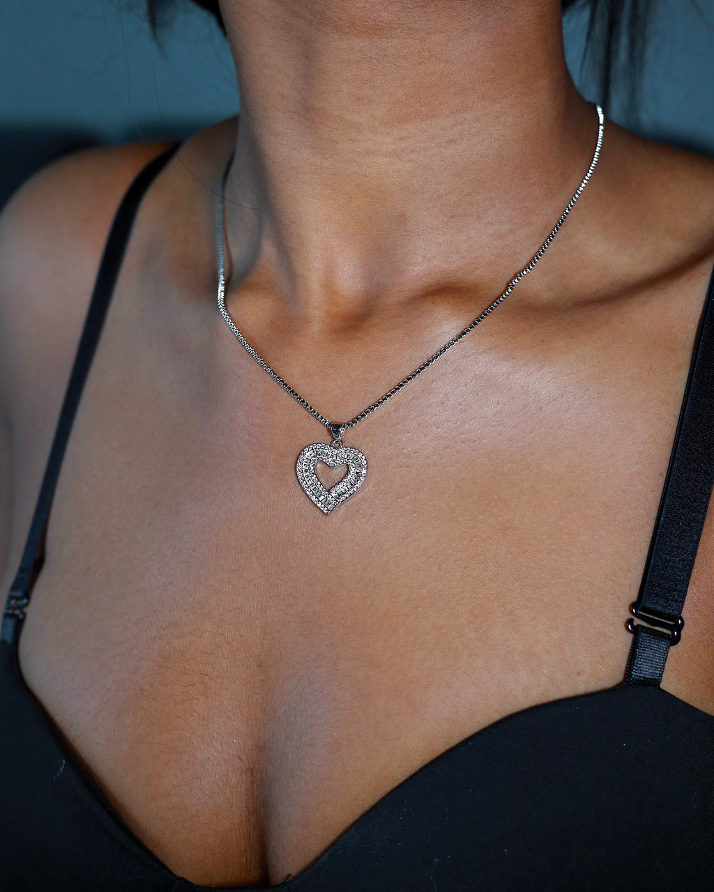 Iced Out Cursive Heart Necklace