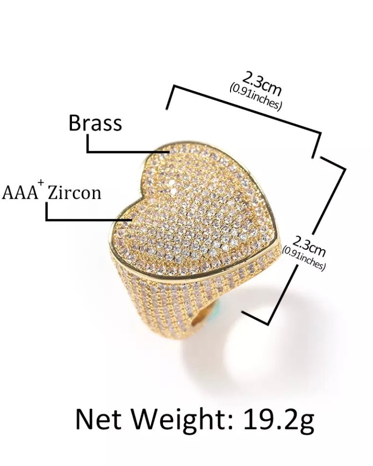 Heavy Rich Clustered Heart Ring