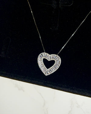 Fully Paved Heart Necklace