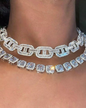 Crystal Ice Baguette Necklace