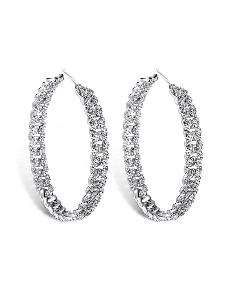 Icy Cuban Hoop Earrings