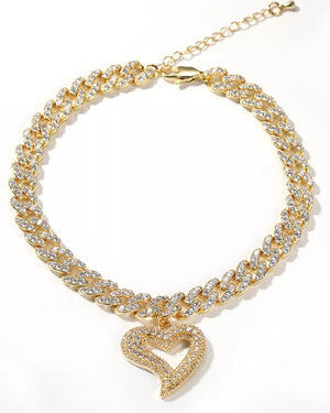 Heart Cuban Link Anklet