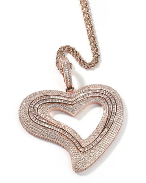 Iced Out Hole Heart Pendant