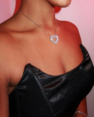 Fully Paved Heart Necklace