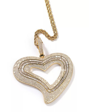 Iced Out Hole Heart Pendant