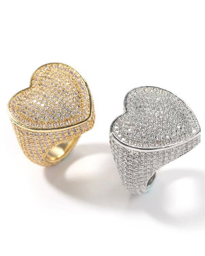 Heavy Rich Clustered Heart Ring