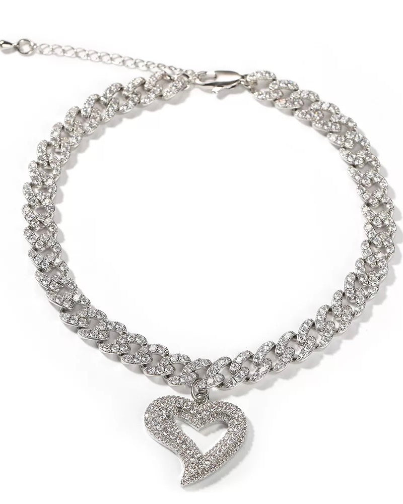 Heart Cuban Link Anklet