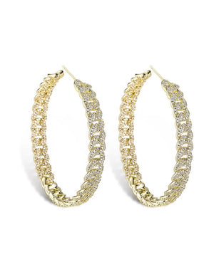 Icy Cuban Hoop Earrings