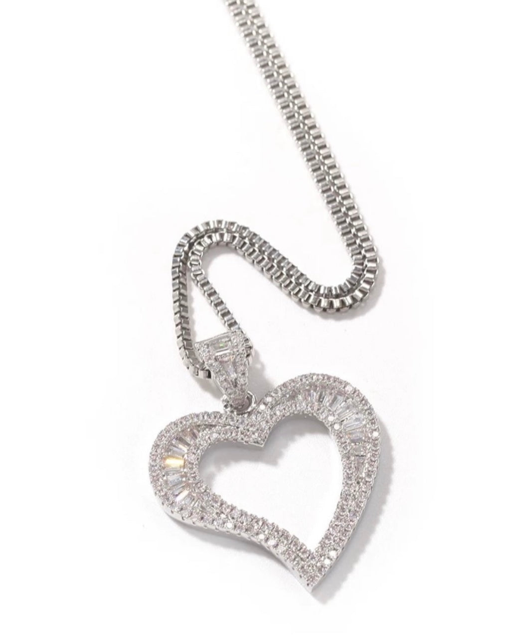 Iced Out Cursive Heart Necklace